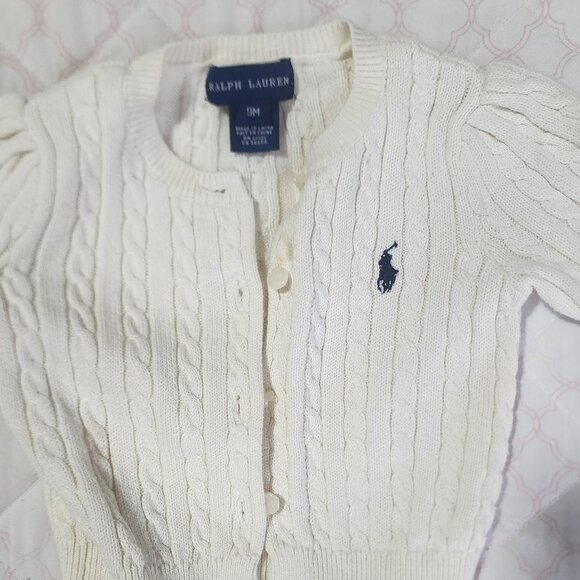 Ruffled cardigan baby girl 9M in beige - Picture 1 of 2